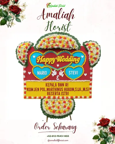 Karangan Papan Bunga Pernikahan di Cikadu